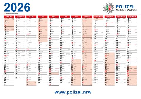 Polizei NRW Wandkalender 2026